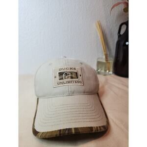 Ducks Unlimited‎ Beige Camo Brim Hat Adjustable Snapback Cap Outdoors